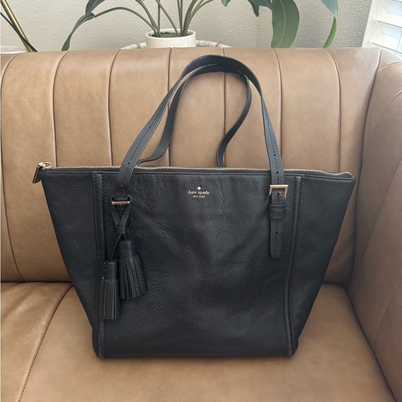 Kate Spade Black Leather Tote Bag - Picture 1 of 12